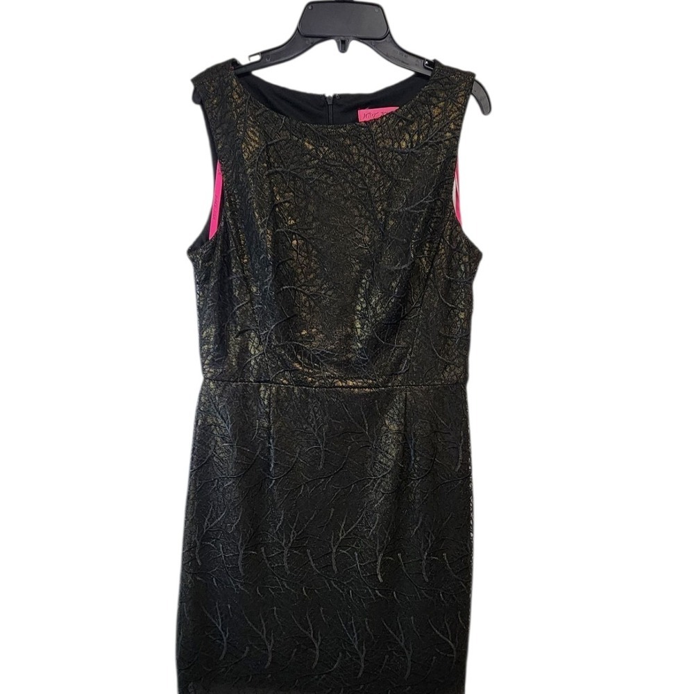 Betsey Johnson Black & Gold Sleeveless Party Dress - Size S - Womens